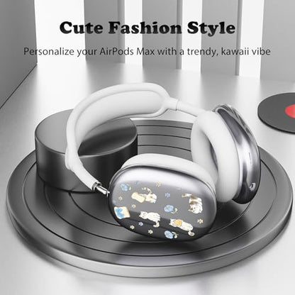 for AirPods Max Headphones Kitten Cat Ear Covers for AirPods Max 2 | Cute Clear Ear Cups Cover | White Silicone Ear Pad Case Headband Cover for Apple AirPods Max 2/1 (2026/2024/2020) - color: Cat B/White