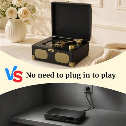RetroAudio CD Player with Speakers Retro Portable CD Players for Home Music Player with Remote Control,V5.4 Bluetooth in&Out Desktop Suitcase CD Player with AUX in, Headphone Jack,USB Playback，Black - color: Black