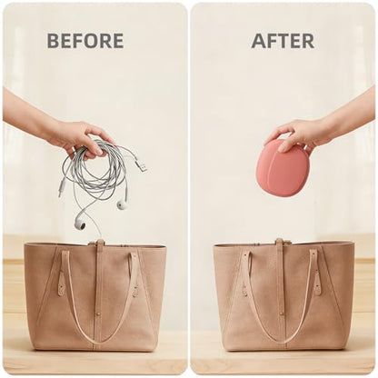 4 Pack Magnet Silicone Bags for AirPods, Wired/Wireless Earbuds, Headphones - Tech Pouch Organizer for Charging Case, Travel Storage Cover for AirPods 1/2/3/4/Pro, 2Red+2Green