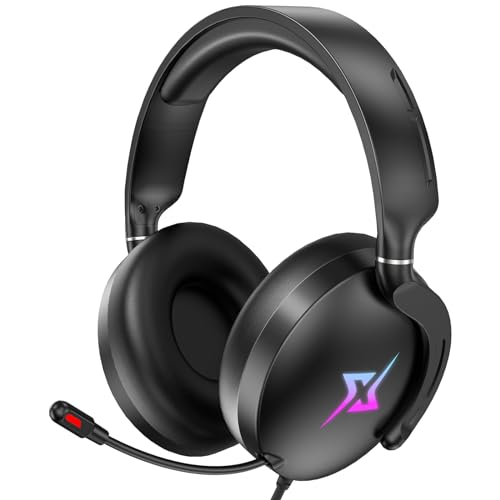 Gaming Headset with Microphone for PC, PS4, PS5, Switch, Xbox One, Xbox Series X|S - 3.5mm Jack Gamer Headphone with Noise Canceling Mic-908 Black