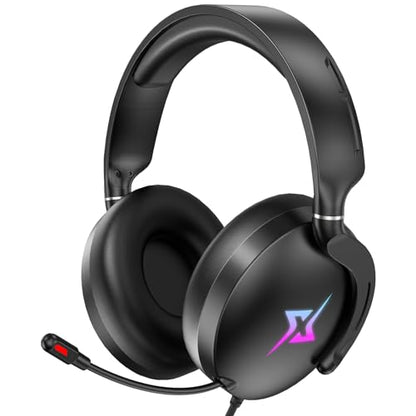 Gaming Headset with Microphone for PC, PS4, PS5, Switch, Xbox One, Xbox Series X|S - 3.5mm Jack Gamer Headphone with Noise Canceling Mic-908 Black