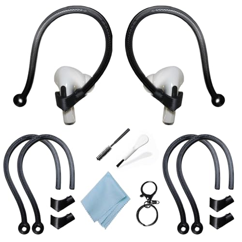 Adjustable Ear Hooks Compatible with AirPods 4, 3, 1, 2 and Pro & All in-Ear Headphones with Stems - 2 Pairs Secure & Comfortable Prevent Falls Ear Holders for Headphones - Easy to Install (Black) - color: Black