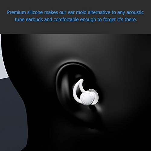 1 Pair Replacement Ear Tips, Secure Fit Silicone Fin Hooks for Acoustic Tube Earpiece & Coil Tube Kits, Sweatproof for Security Work & Sports