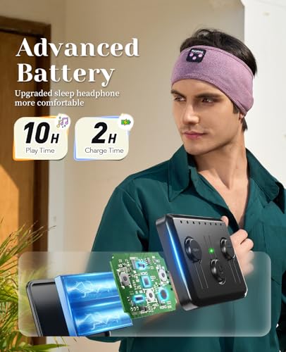Perytong Sleep Headphones Wireless, Bluetooth Sports Headband Headphones with Ultra-Thin HD Stereo Speakers Perfect for Sleeping,Workout,Jogging,Yoga,Insomnia, Air Travel, Meditation (Purple) - color: Purple