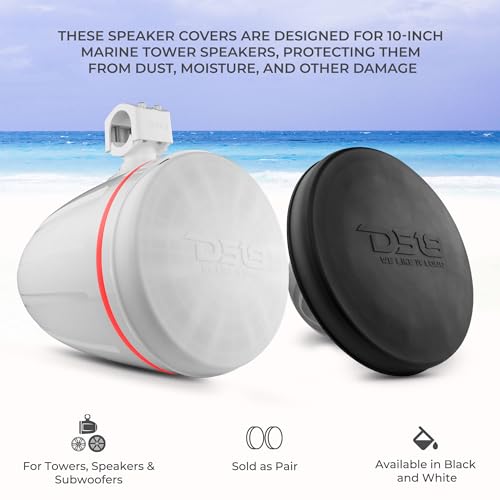 DS18 Hydro CS-10/WH 10" Silicone Marine Speaker Cover - Water, Dust and UV Rays Protection - Compatible with Tower Speakers - Great Durability - Special Edition (Pair) - color: White, size: 10 Inches