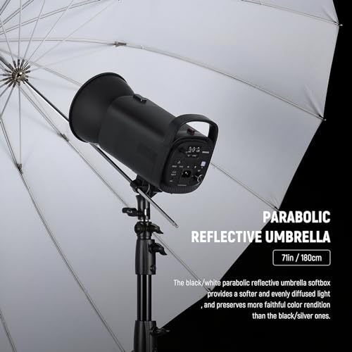 NEEWER 71"/180cm Parabolic Reflective Umbrella Photography w White Inner | Soft Lighting, with Diffuser Cover, Bag, Quick Fold, for Camera, Photo Studio Video Light, Shooting Monolight, Flash, NS4U - color: White, size: 71"