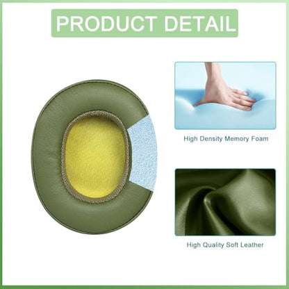 Replacement Earpads for Skullcandy Crusher EVO Headphones,Compatibel Crusher EVO Replacement Ear Pads,Upgraded Ear Covers with Soft Protein Leather,Optimized Noise Isolation Memory Foam (Green) - color: Green