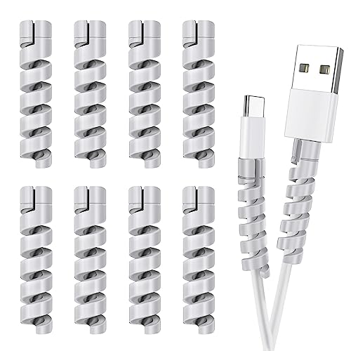 Cable Protector for Phone Pad Notebook Silicone Cord Protector 12 PCS Charger Protectors - Cable Cord Saver for Headphone Laptop Cellphone Cable Accessories (Grey)