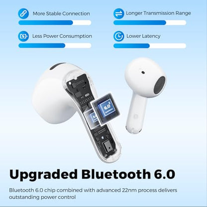 SoundPEATS Air6 HS LDAC Hi-Res Wireless Earbuds, Bluetooth 6.0, 13mm Driver | LDAC Hi-Res Audio Certified, 13mm Triple-Magnet Driver, 2MIC ENC, IPX5 Waterproof, Dynamic EQ, 45H, Bio-Composite Diaphragm - color: White