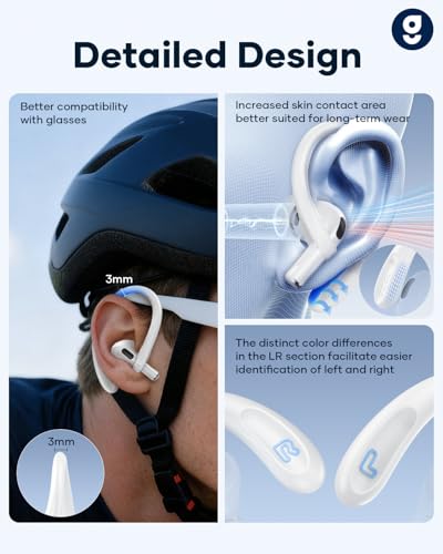 Titanium Alloy Ear Hooks for AirPods Pro 3/2/1, AirPods 4/3, White | Anti-Slip Sport Grip Accessories Compatible with AirPods, Added Anti-Lost Lanyard for Comfortable Secure Fit During Sports