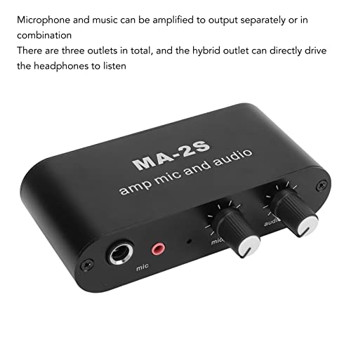 Audio Preamplifier, Micropne Amplifier1/4 Input 3.5Mm Output Small Stereo Channel Audio Splitter, 3 Output Ports Headphone Amplifier, Audio Splitter, Mini Amplifier For Speakers With Audio Cable For