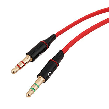 2 in 1 Combo Transducer Headphone Audio Cable Audio Line 3.5mm Audio Splitter Adapter for Microphone Earphone (Red) - color: Red
