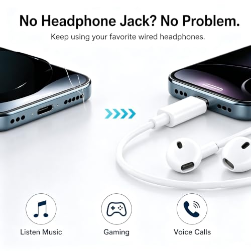 USB C to 3.5mm Audio Headphone Jack Adapter (2 Pack), HiFi DAC Aux Audio Dongle Cable Cord, Plug and Play USB C Audio Adapter for iPhone 17 16 15 Pro Max, Galaxy S25/S24/S23, Pixel, iPad, MacBook - size: 2-Pack