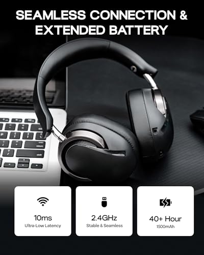 MechLands AULA A700 Wireless Gaming Headset with 7.1 Surround Sound, 50mm Driver, 2.4GHz/BT/Wired, Gaming Headphone with Noise Canceling Mic, RGB Light, 40H Battery, for PS4/PS5/PC/Switch (Black Grey) - color: Black Grey