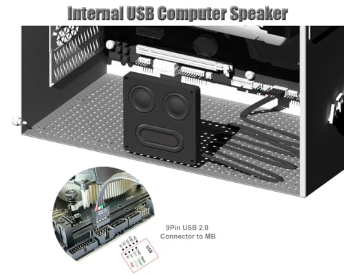 ElecGear Internal/External USB Computer Speaker (Slim), 9Pin USB Connector for PC Case Motherboard, Additional Adapter and Magnetic Metal Stand for Desktop Laptop Android Phones