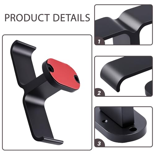 Heran Under Desk Headphone Holder, Adjustable Aluminum Hook with 360° Rotatable Dual Headset Stand Hanger, Space-Saving Solution for Home Gaming & Office Setup, Easy Installation, Black