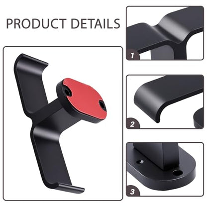 Heran Under Desk Headphone Holder, Adjustable Aluminum Hook with 360° Rotatable Dual Headset Stand Hanger, Space-Saving Solution for Home Gaming & Office Setup, Easy Installation, Black