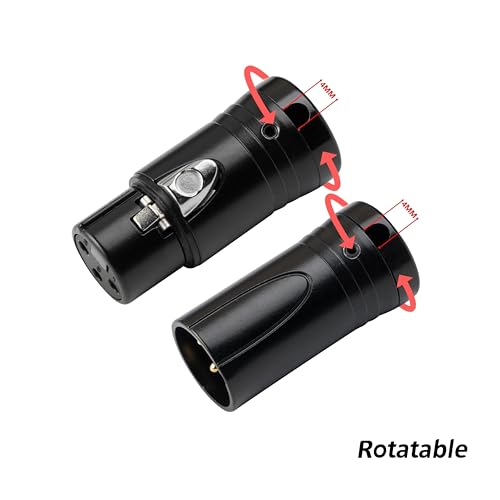 MKFAUDIO XLR Female Connector, 3 Pin L 90 Degree Low Profile, 5 Pack | DIY Shallow, Gold Plated, L Right Angle Adjustable, with Wrench for 4MM Microphone Mixer Board Patch Cable Audio - style: Female