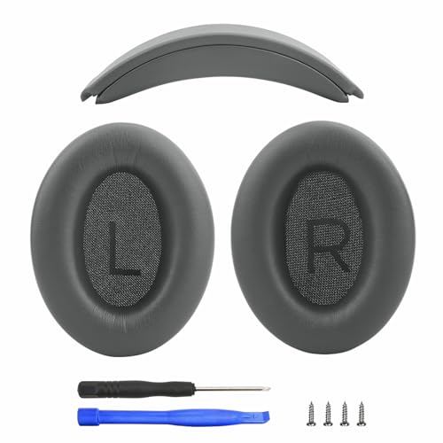 Ear Cushion and Protein Leather Replacement Headband Pad Kit for Bose QuietComfort 35 45 QC35 QC45 with Noise Isolation Memory Foam (Dark Gray) - color: Dark Gray