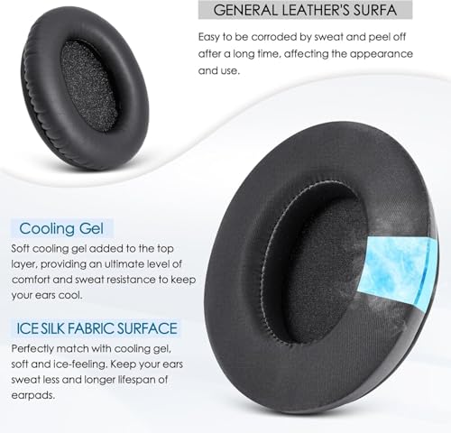 GVOEARS Cooling Gel Replacement Ear Pads for HyperX Cloud 1/2/3/Pro - Black