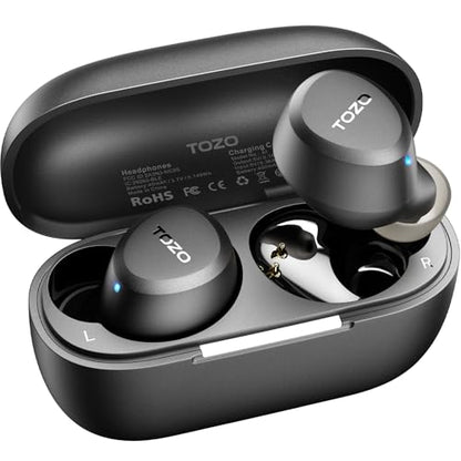 TOZO A1 Wireless Earbuds Bluetooth 5.3 Light Weight in Ear Headphones | IPX5 Waterproof, 2 Mics for AI Calls, Immersive Premium Sound Bass Ear buds with Charging Case, 32 Presets EQ via TOZO App - color: Black