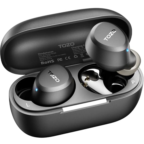 TOZO A1 Wireless Earbuds Bluetooth 5.3 Light Weight in Ear Headphones | IPX5 Waterproof,2 Mics for AI Calls,Immersive Premium Sound Bass Headset with Charging Case,32 EQ via App Black - color: Black