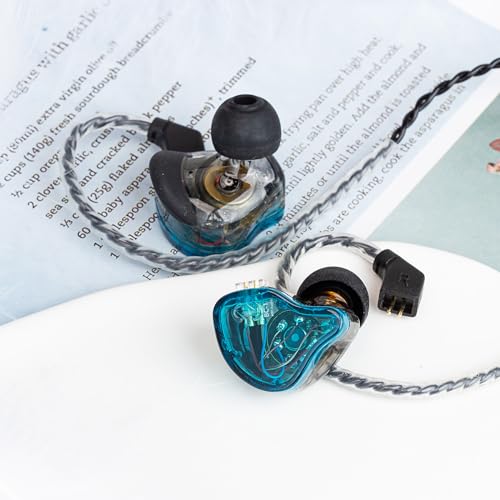 CCZ 멜로디 유선 이어버드 이어폰, hifi 1DD 1BA 드라이버 인이어 헤드폰, 선명하고 깨끗한 사운드의 인이어 모니터, 가수 뮤지션 드러머 스튜디오용 iem 유선 이어버드 (블루, 마이크 없음) - color: 블루., size: 마이크 없음, style: 마이크 없음