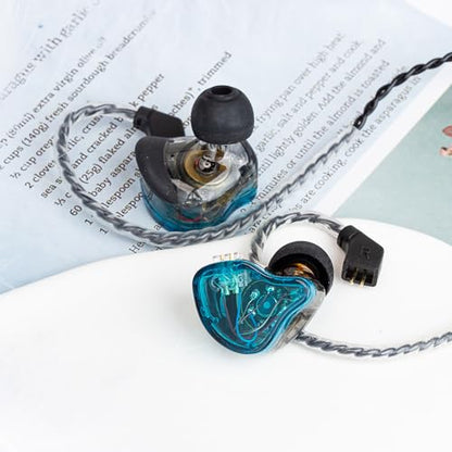 CCZ 멜로디 유선 이어버드 이어폰, hifi 1DD 1BA 드라이버 인이어 헤드폰, 선명하고 깨끗한 사운드의 인이어 모니터, 가수 뮤지션 드러머 스튜디오용 iem 유선 이어버드 (블루, 마이크 없음) - color: 블루., size: 마이크 없음, style: 마이크 없음