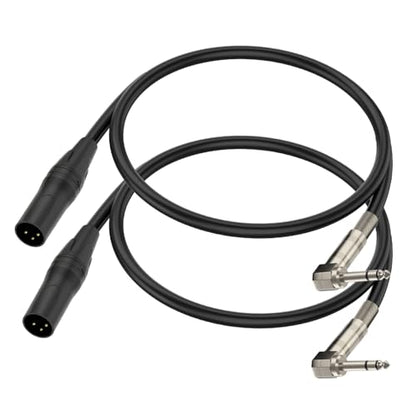 Right Angle 6.35mm TRS to XLR Male，（1.5FT 2Pack） Right Angle 1/4" TRS to XLR 3Pin Male,for Speakers, Stage, DJ and More - style: Right Angle 6.35mm TS to XLR Male
