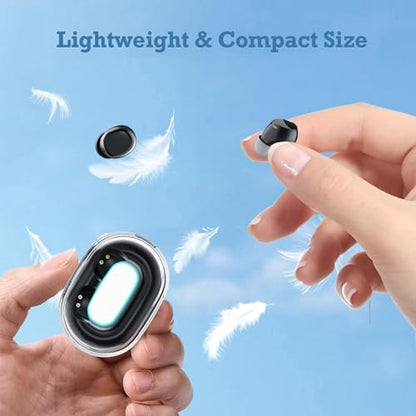 Xmenha Mini Invisible Small Bluetooth Earbuds Sleeping for Small Ears Low Profile Tiny Hidden Discreet Smallest Earbuds for Work Sleep Ear Buds Invisible Headphones Buds - color: Dark Black