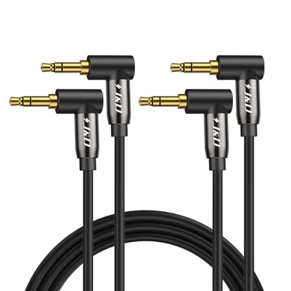 J&D 3.5mm Aux Cable 3ft (2 Pack), Gold Plated 3.5mm Male to Male Stereo Audio Aux Cable 90 Degree Right Angle Compatible for iPhone, Galaxy, Headphone, Car, Speakers and All Other Devices - size: 3 Feet