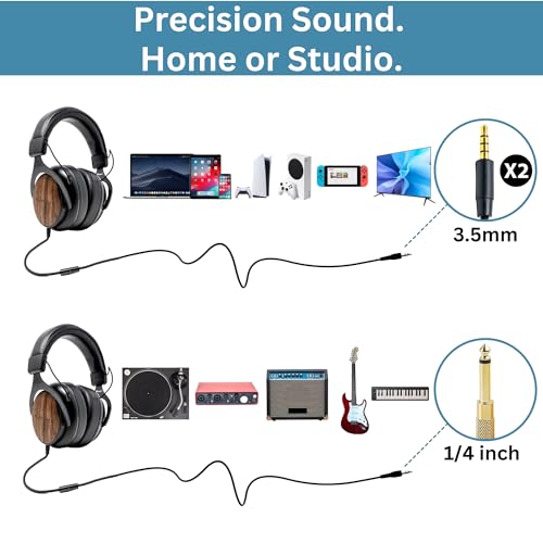 thinksound ov21- Wired Headphones - Over Ear Closed Back Pro Studio Monitor with Mic Professional Grade, Critically Acclaimed, with Detachable Corded Cable for Recording, DJ, Guitar, Music, Podcast