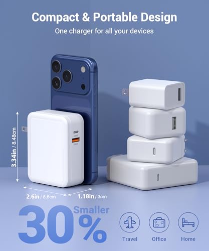 65W Retractable Wall Charger with Dual Cables,4-in-1 Retractable Phone Charger Wall Plug with USB Ports,2.6FT PD Cable&2 Ports,Fast Charging for iPhone 17/16/15,MacBook Pro/Air,Galaxy,Pixel,Travel