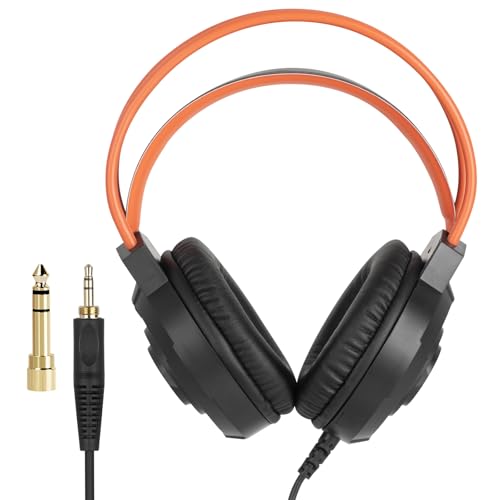 SATONE Studio Monitor Headphones,Over-Ear Noise Cancelling Recording Headphone Audio Monitors,3.5/6.35mm Wired Audio Jack for Mixing DJ Guitar Amp,Podcast Keyboard Piano and Computer Laptop PC-Orange