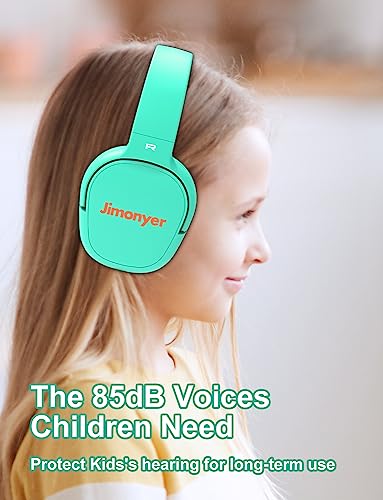 Jimonyer Kids Headphones for School, 3.5mm Jack Wired Headphones for Kids with Safe Volume Limiter, HD Stereo Sound On-Ear Girls Boys Toddler Headphone for Tablet, iPad, Kindle(Green) - color: Green