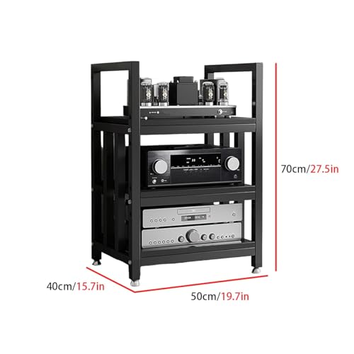 Adjustable Open Frame Hi-Fi Audio Stand, Wood Top Metal Audio Rack with Anti-Vibration Foot, AV Equipment Shelving for Living Room Home Cinema Studio(Black-A) - color: Black-a