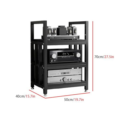 Adjustable Open Frame Hi-Fi Audio Stand, Wood Top Metal Audio Rack with Anti-Vibration Foot, AV Equipment Shelving for Living Room Home Cinema Studio(Black-C) - color: Black-c