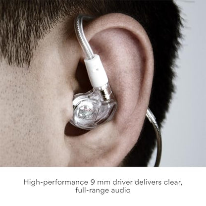 MEE audio M6 Single-Side Earbud, Right Side, 15" Cable, 3.5 mm Plug (Clear) | Extra-Short Cable, For 2-Way Radios, Speaker Mics & PTT Systems, One Wired Earphone, Moldable Earhook & Stereo-to-Mono - size: Right ear