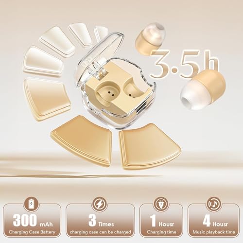 Xmenha Mini Small Invisible Earbuds Wireless Bluetooth Tiny Hidden Earbuds | Low Profile Skin Tone Micro Earbuds Mini Hidden Headphones For Work Mini Small Ear Buds Invisible Headphones - color: Nude