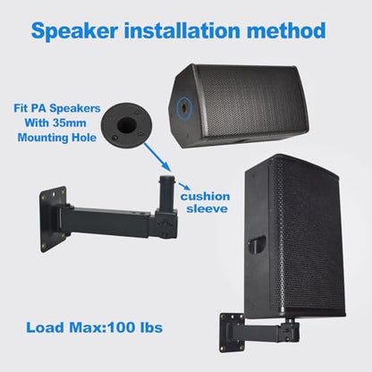 Speaker Wall Mount,Swivel and Tilt, Holds up to 100lbs, 2 Packs | Heavy Duty Wall Speaker Mount bracket for Professional Audio, HD-329, Black - style: HD-329