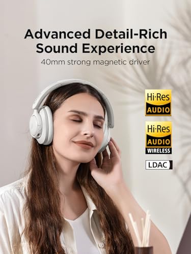 1MORE Wireless Bluetooth Noise-canceling Headphones - HQ31 SonoFlow SE Over-Ear Headphones with Hi-Res Audio, 90H Playtime, Clear Calls, Preset EQ Via App, Comfort for Home Office Travel(Oat White) - color: Oat White