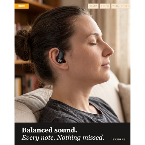 TREBLAB X4 Over the Ear Earbuds Wireless Bluetooth, 11H, IPX5 | Bluetooth Headphones Waterproof IPX5, 2500mAh Powerbank Case, Gaming Mode 60ms, ENC Mic, Sport Hook Fit