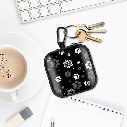 Square Data Cable Earbud Charger Coin Storage Bag Shockproof and Drop-Proof EVA Material Compatible with AirPod(Dog Paw Print and Star) - color: Dog Paw Print And Star
