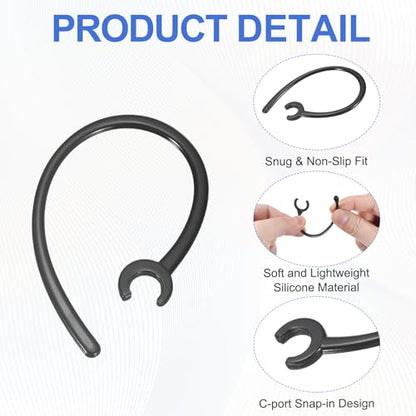 6 Pcs Replacement Ear Hooks 6mm/0.24", Black Soft PC | Universal Small Ear Loop Clips Anti-Slip Earbuds Replacement for Single-Ear Bluetooth Headset - color: Black, size: 6mm/0.24"
