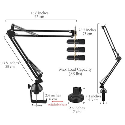 Geekria Adjustable Microphone Boom Arm Compatible with TONOR TC-777, TC30, TC40, TC-2030, Q9, ORCA001, Desk Mic Stand with Flange Mount for Podcasting, Streaming, Recording, Home Studio