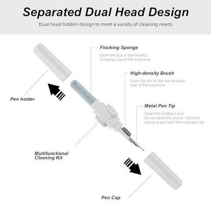2 Pieces 4 in 1 Cleaning Pen for Airpods Pro 1 2 3, 360° Rotating Multi-Function Cleaner Kit Soft Brush for Bluetooth Earphones Case Cleaning Tool for iPhone Samsung Headphone Earbuds