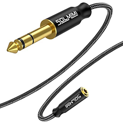 3.5mm to 1/4 adapter 4.9Ft Stereo Headphone Jack Adapter 6.35mm To 3.5mm | Connect 3.5mm Phone Headphone to 6.35mm Speaker Mixers Guitar Digital Piano Keyboard Amplifier, Braided Cord,24K Gold Plated - size: 4.92 Feet