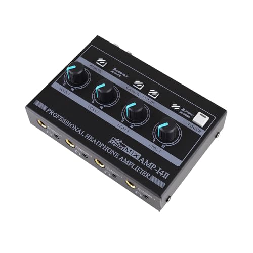4-Channel Professional Headphone Amplifier Splitter: 8 Outputs with Individual Volume Control, Mixing, Multiple Inputs (RCA/3.5mm/6.35mm), Mono/Stereo for Studio, Podcast, Home - style: HA400 PRO