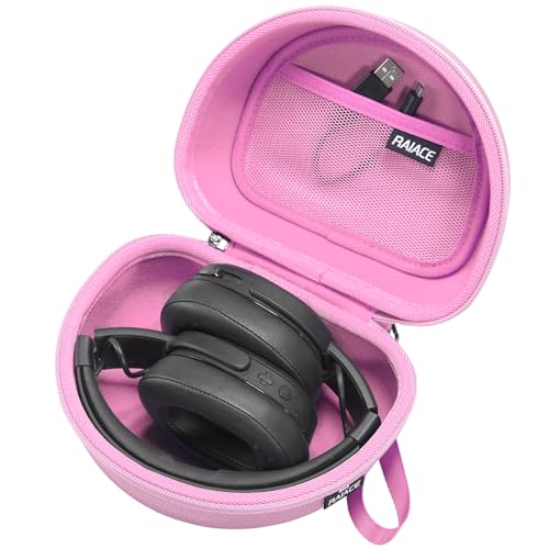 RAIACE Hard Storage Case Compatible with Skullcandy Crusher Over-Ear Headphones, for TOZO HT3 Headphones and More Foldable Headset, Travel Carrying Bag. (Case Only)-Pink - color: Pink