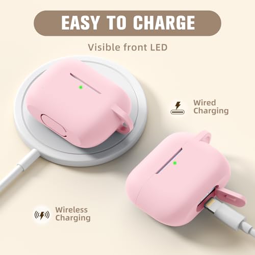 Hamile Compatible with AirPods Pro Case Protective Silicone Airpod Case Shockproof Cover Skin for Apple Airpod Pro 2019 Charging Case, with Keychain Pastel Pink - color: 4-Light Pink